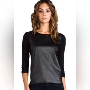 Generation Love Phoenix Leather
Sleeve Combo Top in Black